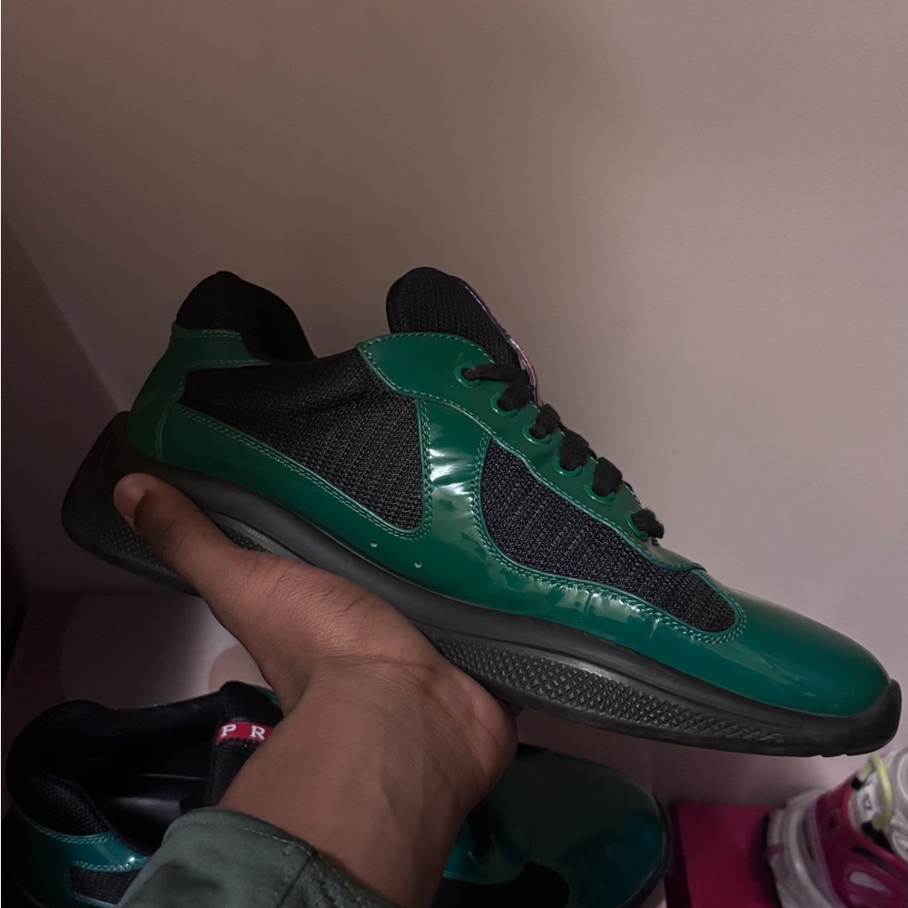 Prada Men's Emerald and Black Sneakers